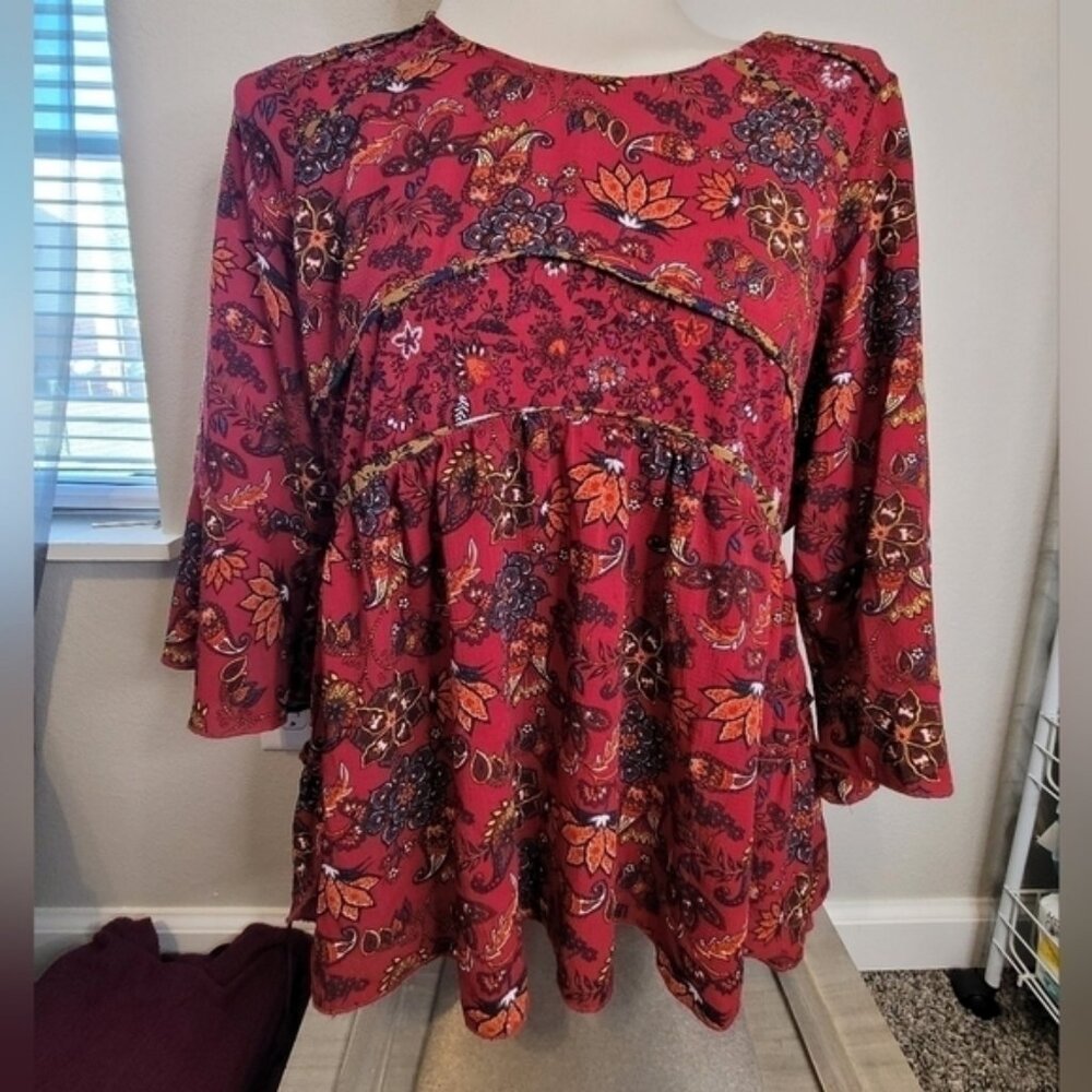 John Paul Richard Pink Floral Boho Top